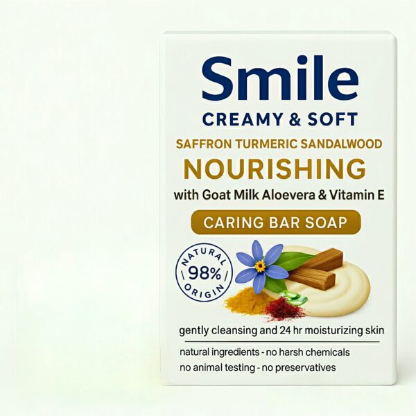 Smile Naturals 6-in-1 Soap – Natural Exfoliating & Nourishing Bar with Saffron, Turmeric, Sandalwood, Aloe Vera & Goat Milk | Fragrance-Free Cleanser for Oily, Dry, Sensitive Skin - Image 5